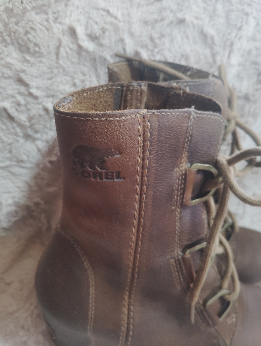 EUC!! Sorel Joan of Atric Wedge II Lace Up Leather Boots. Size 6.5 - Picture 3 of 9